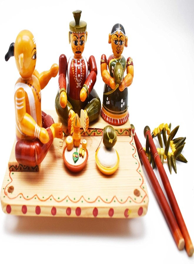 justhandmade Wooden Marriage Couple Stage Set | Pelli Mandapam Set | Kalyana Set |Home Decor Showpiece | Gift - Image 3
